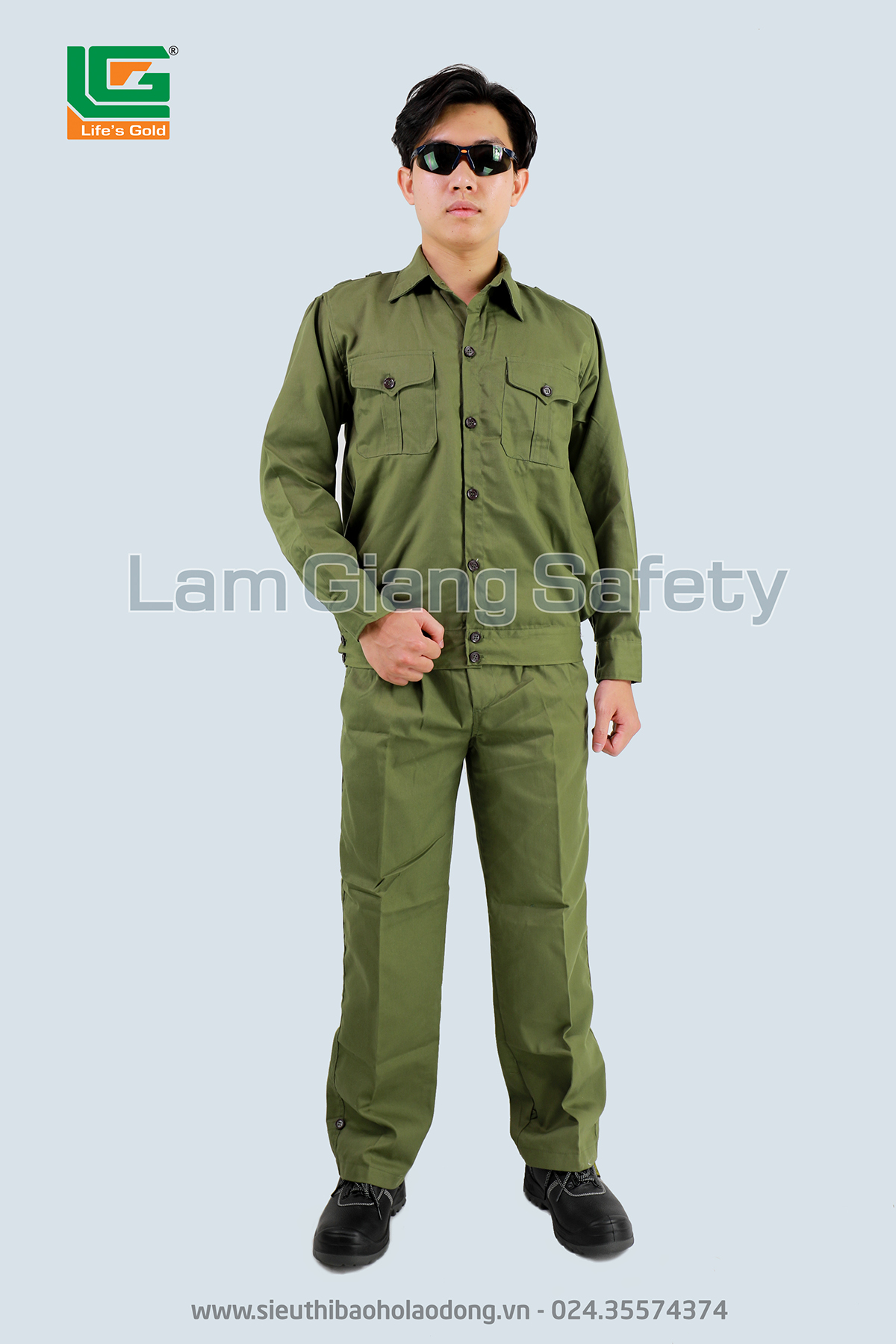Quần áo vải kaki Nam Định loại 1 màu xanh bộ đội